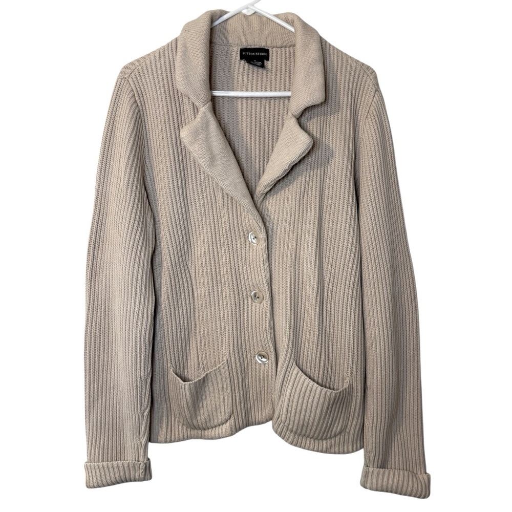 Sutton Studio Bloomingdale’s 100% cotton ribbed knit button down cardigan XL